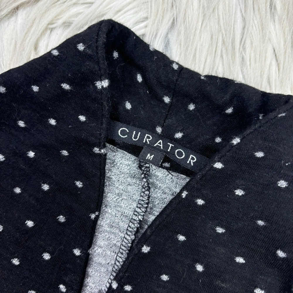 Curator Women's M Black White Zip Neck Polka Dot Knit A-Line Dress - Picture 5 of 7